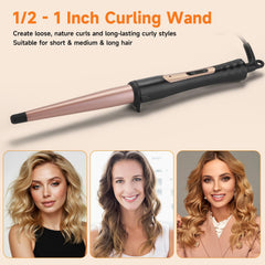 MCODON tourmaline ceramic barrel shows smooth glide and frizz control for shine.