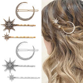 mdgfge star moon hair clip gold closeup showing crystal sparkle for elegant evening