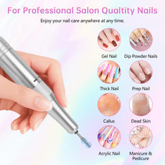 MDK electric nail drill LED screen shows speed and battery for on-the-go accuracy