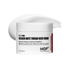 MDP Premium Collagen Naite Thread Neck Cream jar highlights a rich texture for firming neck.