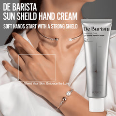 MD'S PICK De Barista Sun Shield cream on hand shows lightweight, non-greasy feel.