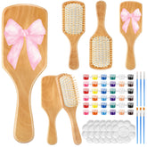 Meanplan DIY wooden hairbrush painting kit 6-set ready for personalized gifts and creative play.