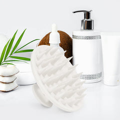 Meartchy scalp brush close-up highlights dandruff exfoliation and cleaner hair.