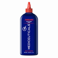 Mediceuticals TheraRx antibacterial scalp wash bottle illustrating cleansing and refreshment for daily scalp care.