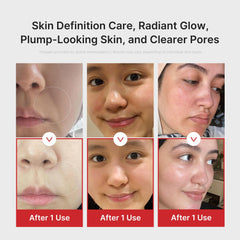 Medicube Age-R Booster Pro Pink glass wand on cheek demonstrating gentle contouring massage.
