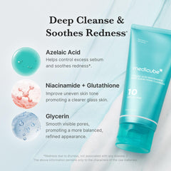 medicube Azelaic Acid Gummy Whip Cleanser pore care close-up highlights refined pores after wash