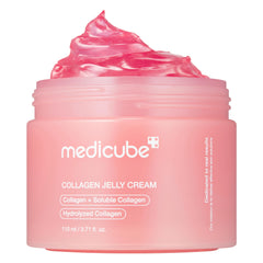 Medicube Collagen Jelly Cream packaging close-up signaling hydration.