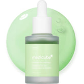 Medicube Exosome Cica Tea Tree Ampoule bottle close-up highlighting soothing, lightweight hydration.