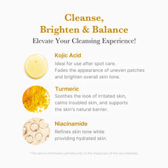 Medicube Kojic Acid Turmeric Whip Cleanser close-up dense foam for thorough cleansing.