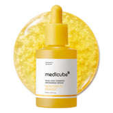 Medicube Kojic Acid Turmeric Serum bottle closeup highlights brightening potential.