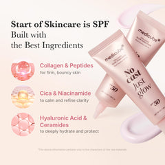 Medicube No Cast Just Glow SPF 50 label emphasizes broad spectrum protection