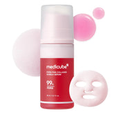 Medicube PDRN Pink Collagen Bubble Serum bottle front showcasing radiant glow potential.
