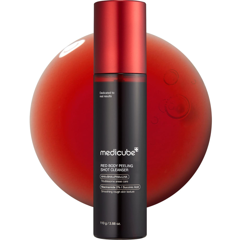 Medicube Red Body Peeling Shot back-application for smoothing exfoliation on back skin