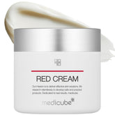 Medicube Red Cream 2.0 packaging featuring calming formula for troubled skin.