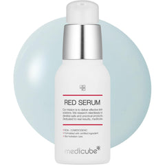 Medicube Red Serum 2.0 bottle front shows a clean, non-irritating formula for sensitive skin