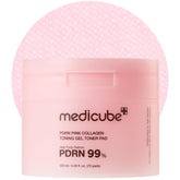 Medicube Salmon DNA PDRN jelly pad packshot highlights pink gel texture for soothing radiance