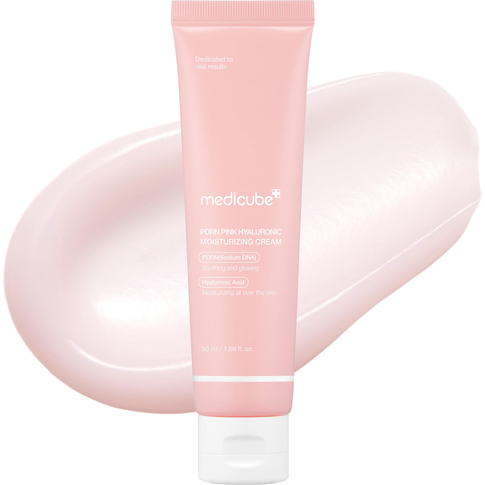 medicube Salmon DNA PDRN pink moisturizing cream bottle highlights premium packaging for deep hydration