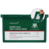 Medicube Super Cica Daily Quick Mask unfolded sheet for soothing hydration.