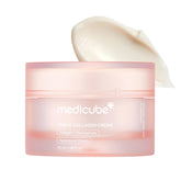 Medicube Triple Collagen Cream bottle in use for daily hydration.