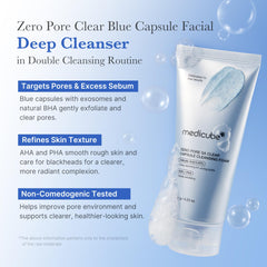medicube Zero Pore blue capsule foam texture close-up showing gentle exfoliation