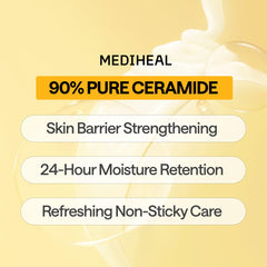 Mediheal Ceramide Essential Sheet Mask essence close-up highlights hydrating ceramides.