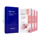Mediheal Collagen Essential Mask packaging highlights sustainable FSC packaging for eco friendly skincare routines