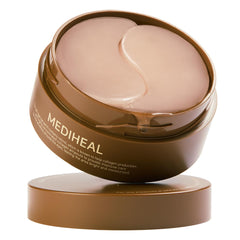 Mediheal Retinol Collagen under-eye patches sealing cap closeup — mess-free storage.