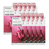 Mediheal Rose PDRN Essential Sheet Mask pack shot highlights hydration.