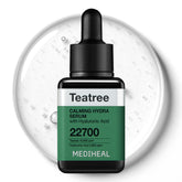 Mediheal Teatree Calming Serum bottle showing soothing hydration for irritated skin