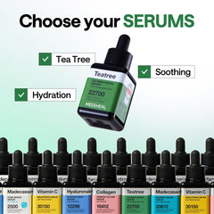 Mediheal Teatree Calming Serum close-up highlighting lightweight texture for daily use