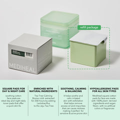 Mediheal Teatree Trouble Pad vegan fiber close-up emphasizing gentle daily toning.