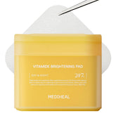 Mediheal Vitamide Toner Pads pack shot highlighting 100 vegan pads for blemish care