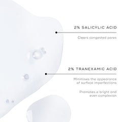 Medik8 Press and Clear toner close-up label highlighting salicylic acid benefits