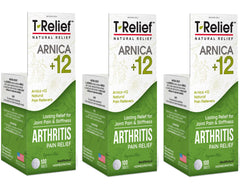 MediNatura T-Relief bottle front showing quick-acting arthritis relief potential.