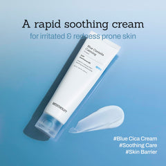 MEDITHERAPY Blue Centella Calming Cream tube highlights fast relief for redness-prone skin