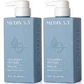 Medix 5.5 Collagen Cream bottle close-up highlights deep hydration and elasticity.