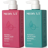 Medix 5.5 Exfoliating Wash bottle foaming action for smoother, refreshed skin.