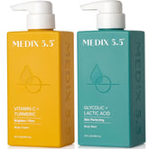 Medix 5.5 exfoliating wash foaming bottle promotes clean, radiant skin texture.