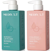 Medix 5.5 Exfoliating Wash foaming bottle demonstrates gentle cleansing for smoother skin
