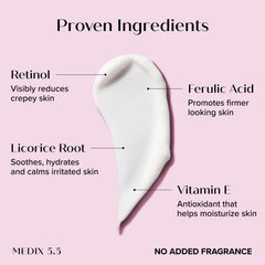 Medix 5.5 fragrance-free retinol body lotion pump hydrates and firms