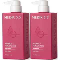 Medix 5.5 retinol body lotion bottle shows rich formula for firmer-looking skin