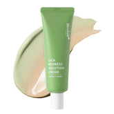 Meebak Cica Redness Solution Cream bottle-front showing green color-corrector packaging