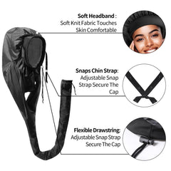 MEELUKYAYA bonnet reduces frizz and flyaways for shine.