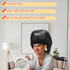 MEELUKYAYA bonnet dryer with chin straps ensures cap stays in place during styling