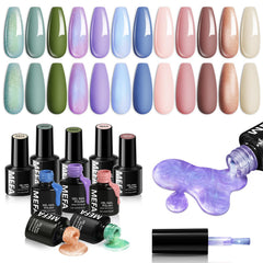 MEFA 12 Colors Gel Nail Polish Set packaging signals a ready-to-gift at-home salon experience.
