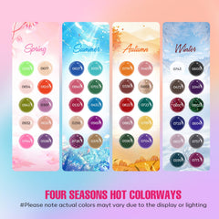 MEFA 42-color swatch wheel displays seasonal shades for versatile nail art.