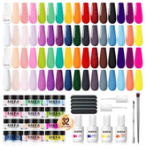 MEFA Dip Powder Kit 32 color swatches showing vibrant Spring/Summer shades for creative nails
