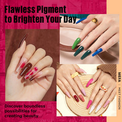 MEFA gel polish bottles close-up highlight smooth formula for even brush strokes and long-lasting finish