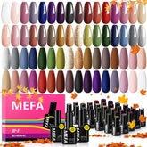MEFA Fall Gel Nail Polish Set 32 colors swatches display seasonal shades for easy selection