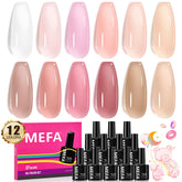 MEFA Jelly Gel Nail Polish Set packaging highlights complete home manicure kit for beginners.